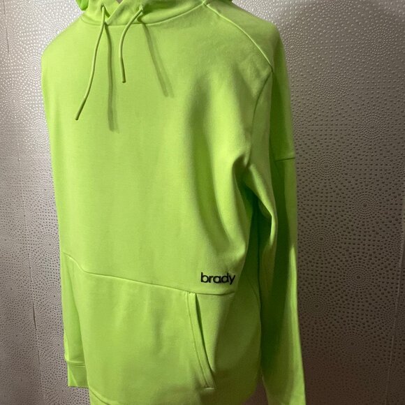 Brady Mens Neon Green Kangaroo Pockets Drawstring Pullover Hoodie Size Large - Picture 2 of 9